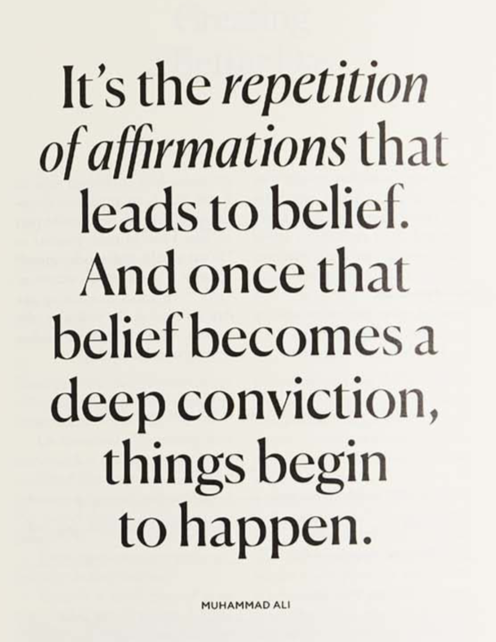 Motivational quote by Muhammad Ali on a beige background