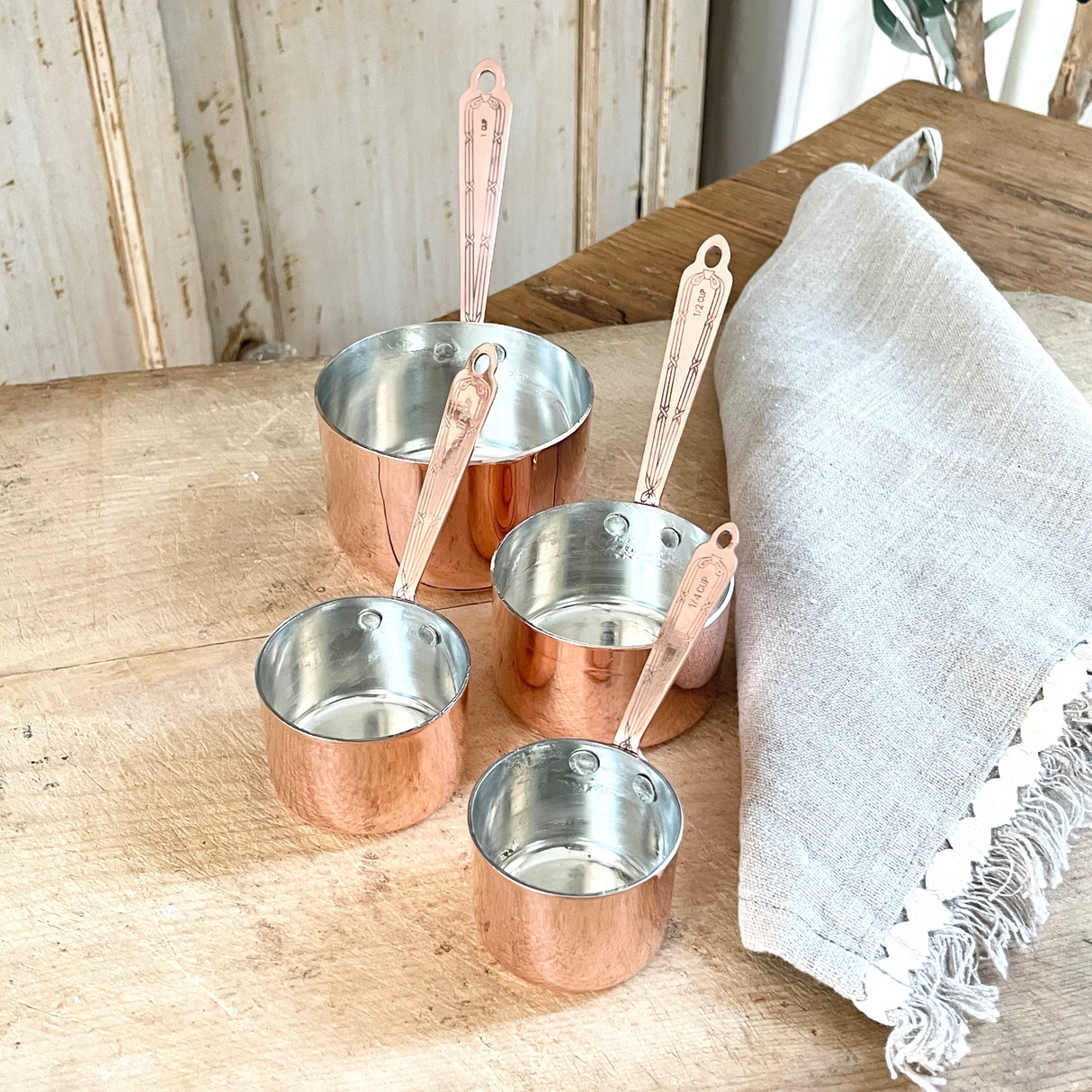 Copper Measuring Cups (Set of 4) | Vintage French Inspired - Sumiye Co