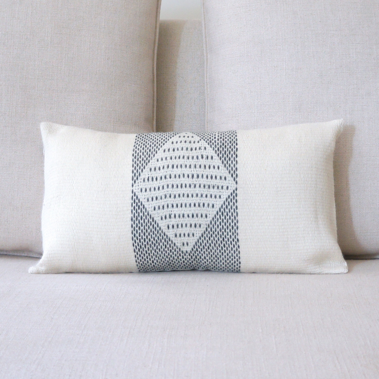 Diamante Lumbar Pillow soft Border in Ivory - Sumiye Co