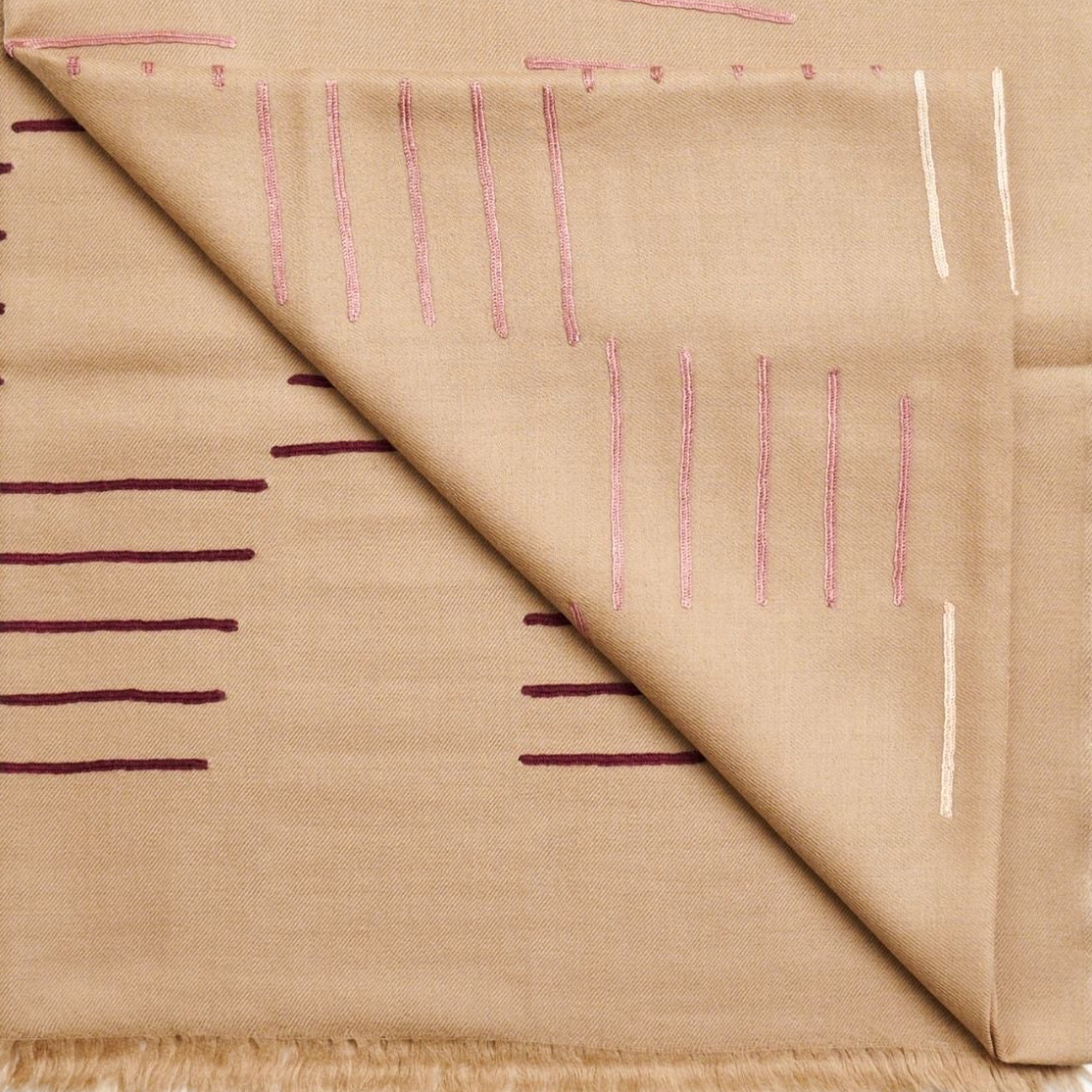 Sea Salt Pastel Green Hand Woven Hand Embroidered Silk Merino Classic Scarf - Sumiye Co