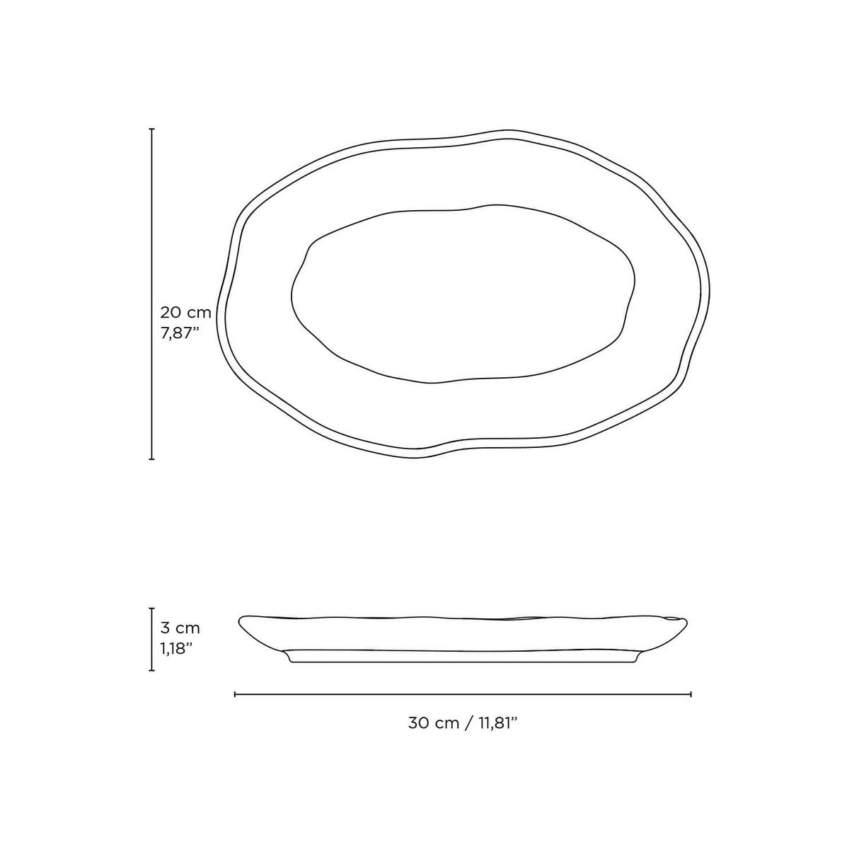 Shallow Bio Oval Platter Medium Set of 4