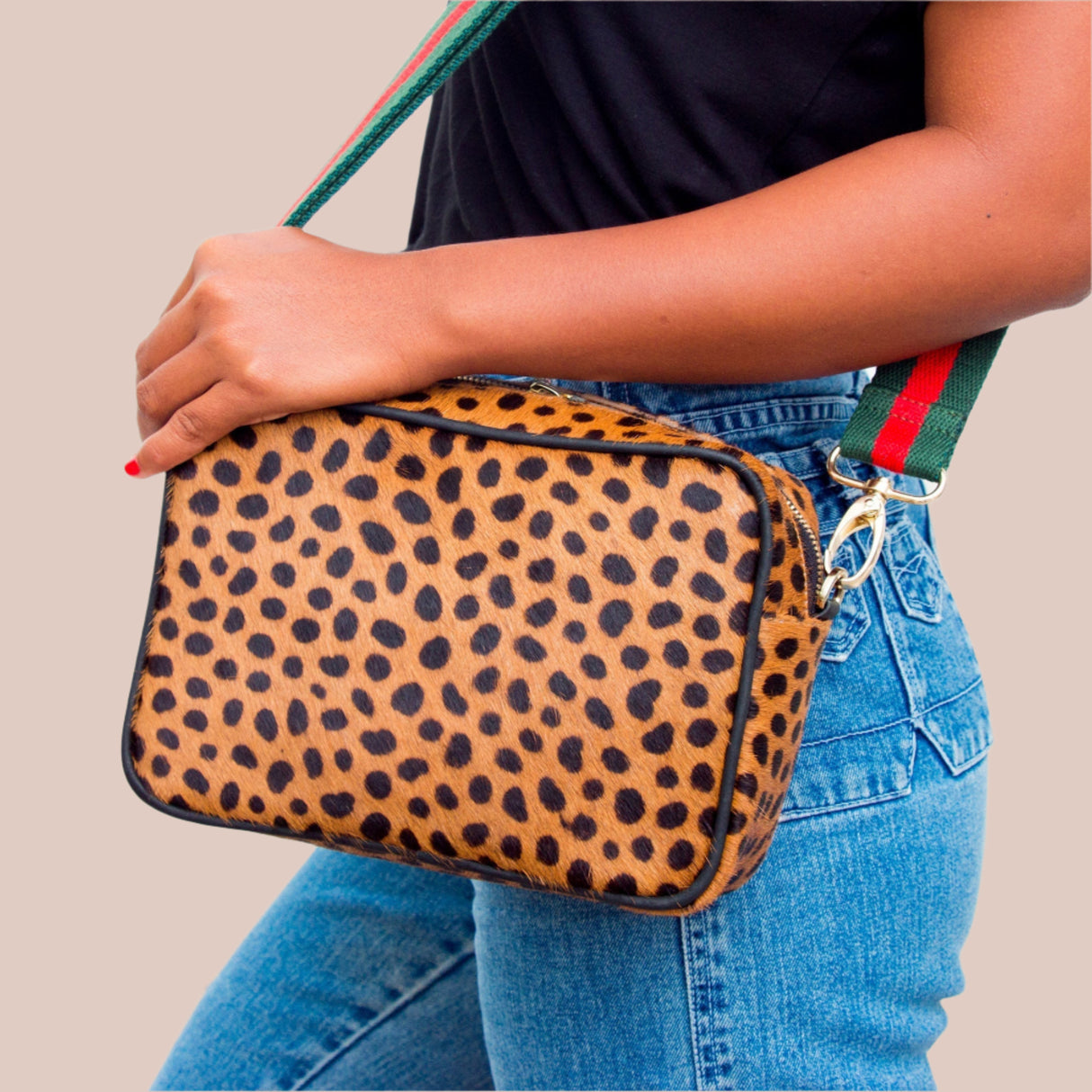 Cheetah Print Leather Camera Bag | Ethically Sourced Hides - Sumiye Co