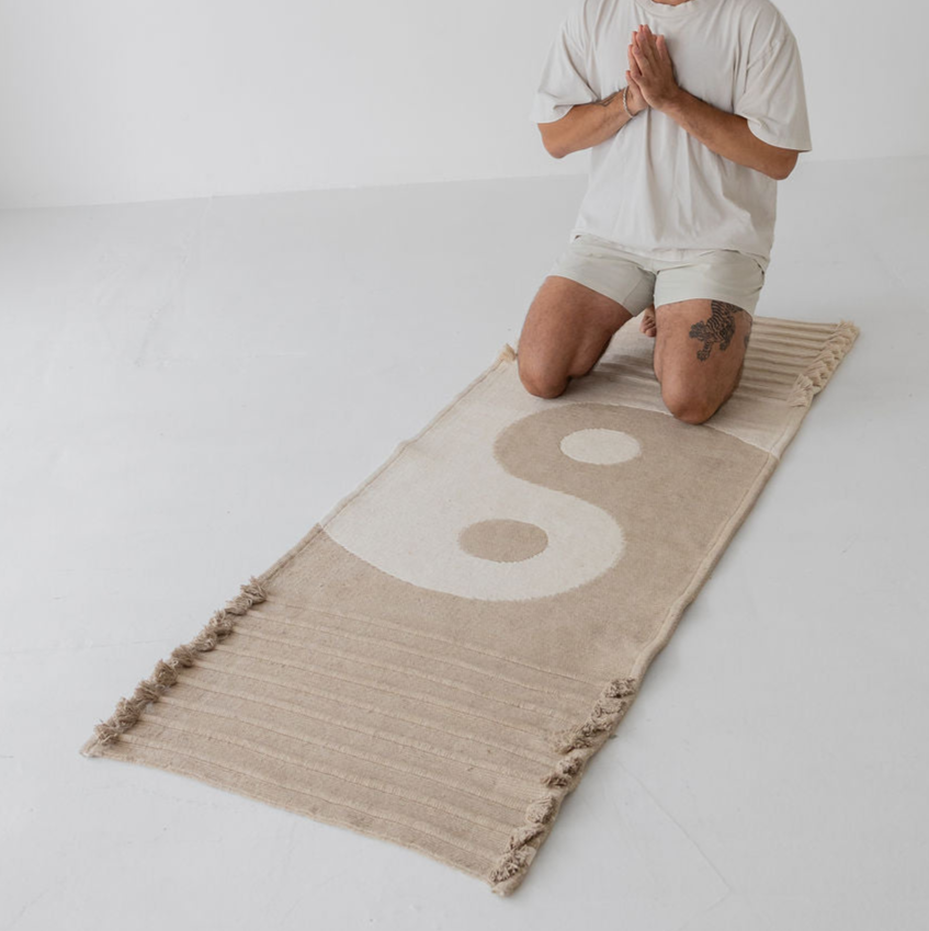Yin-Yang Clay Yoga Rug Mat - Naturally Dyed Organic Cotton - Sumiye Co