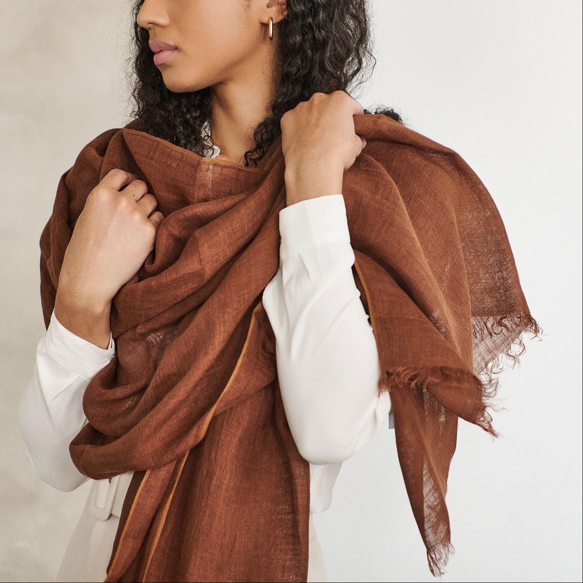 Hand Woven Linen Silk Blend Scarf