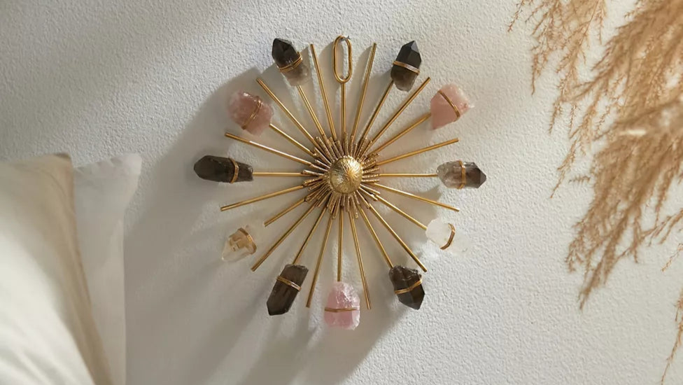 Triple Quartz Sunburst Healing Crystal Grid - Clear - Smoky - Rose - Sumiye Co