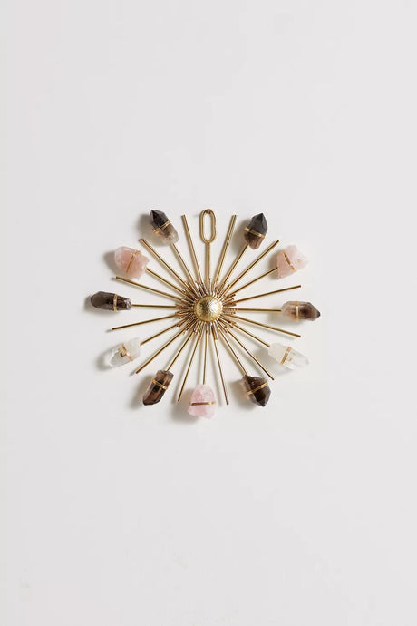 Triple Quartz Sunburst Healing Crystal Grid - Clear - Smoky - Rose - Sumiye Co