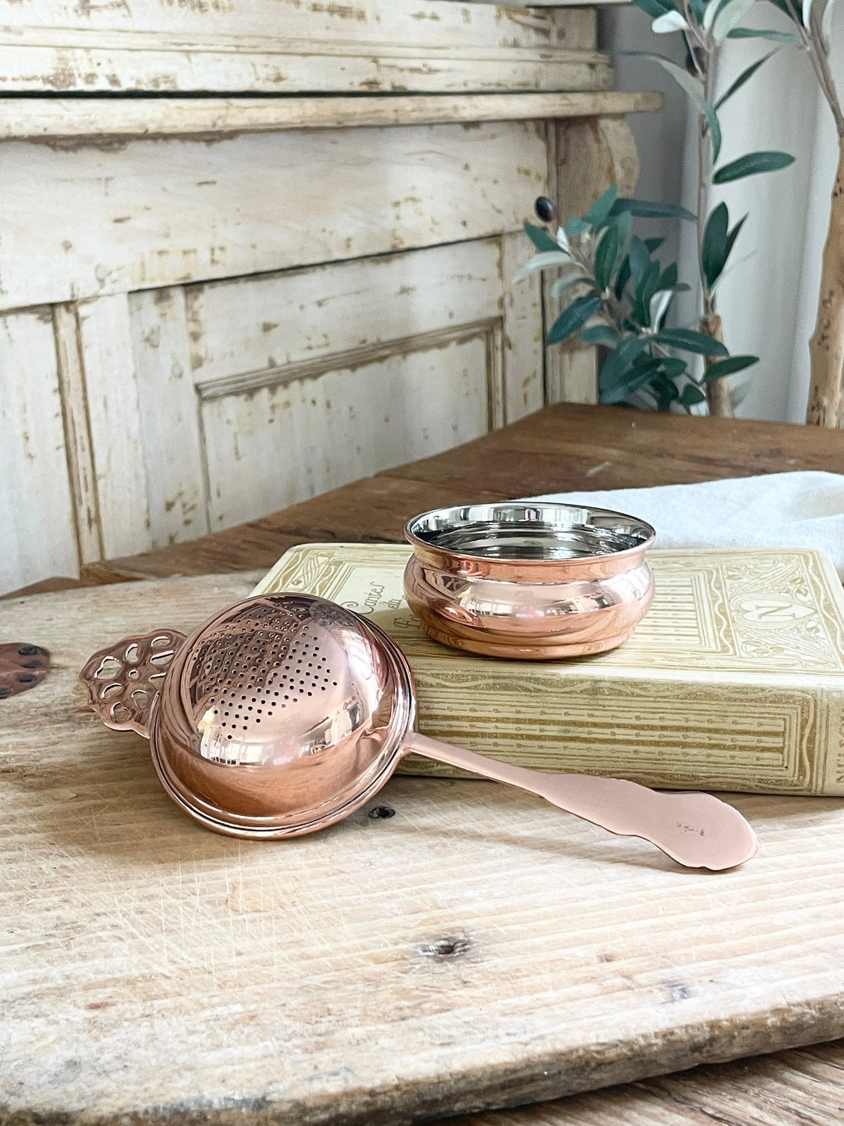 Copper Tea Strainer | Vintage Inspired French - Sumiye Co
