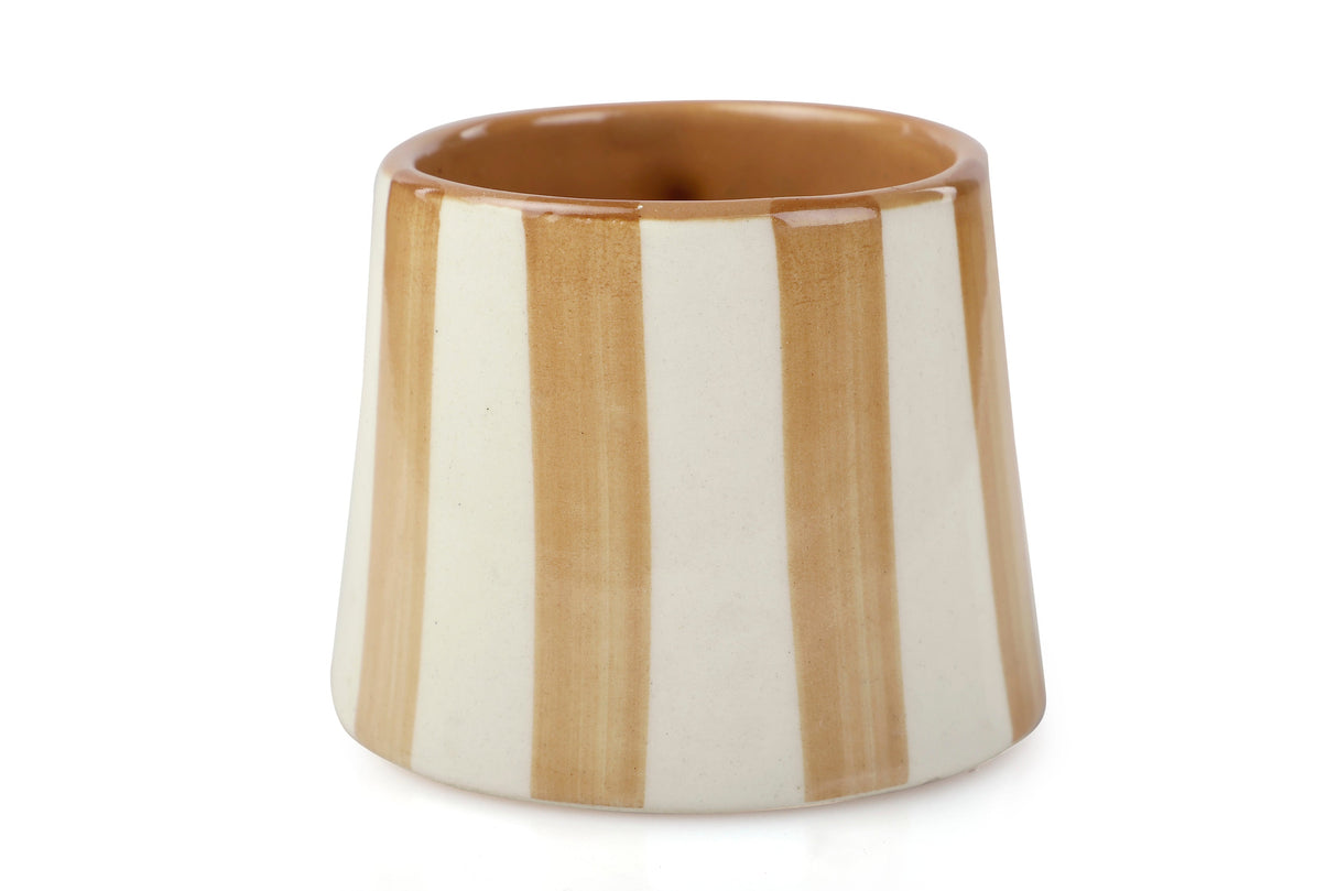 Ceramic Brown Stripe Coffee cup - 3.5 x 2.5 Inches ( Set of 4 )