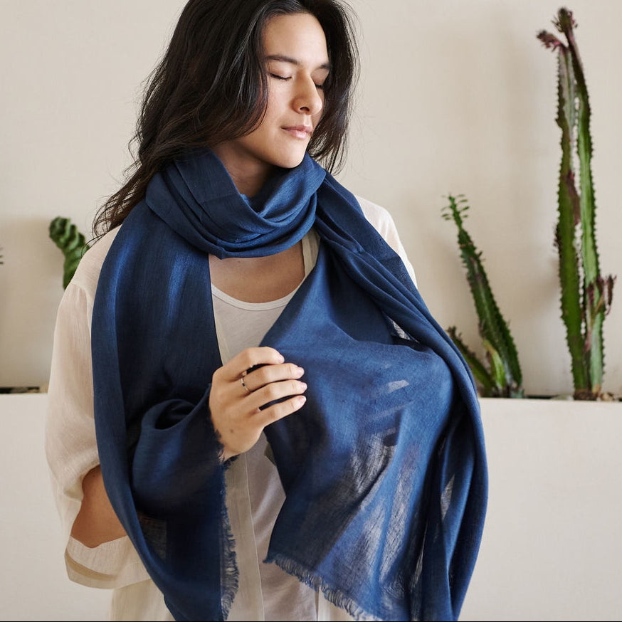 Hand Woven Linen Silk Blend Scarf
