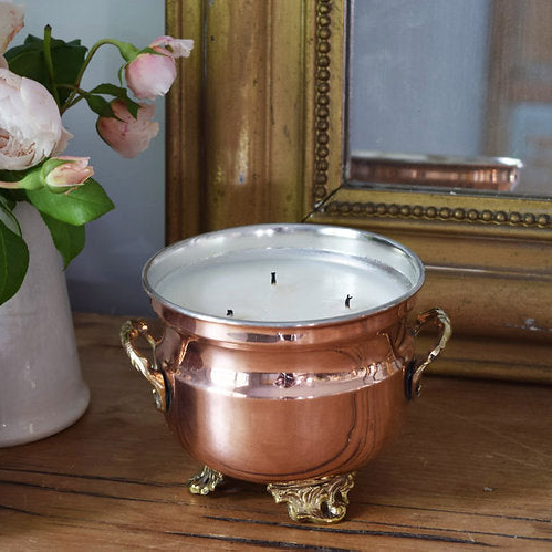Copper Grapefruit Mint Jardinière Candle | Vintage Inspired French - Sumiye Co