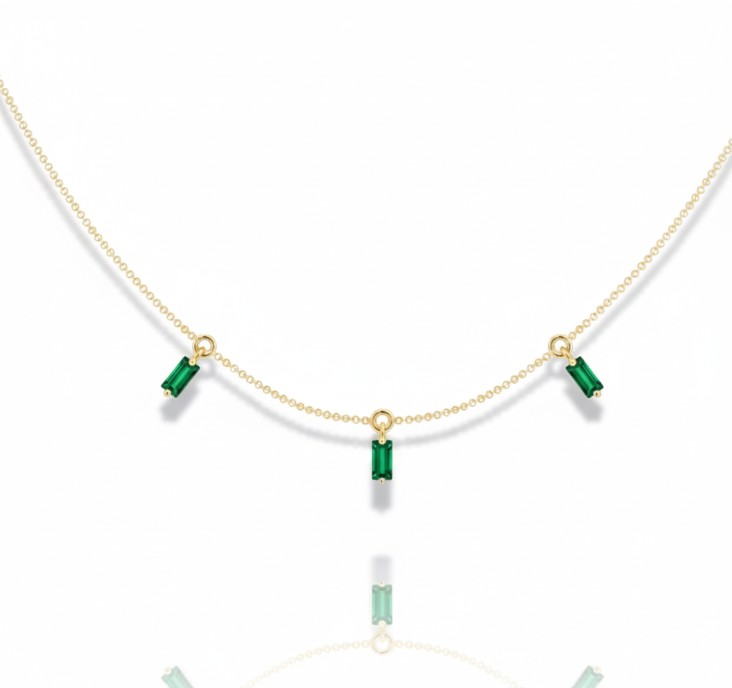 Stellar Trio Emerald Necklace-0