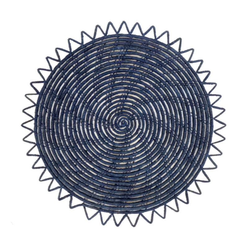 Surya Woven Palm Fiber Placemat - Indigo Blue (Set of 2) - Sumiye Co