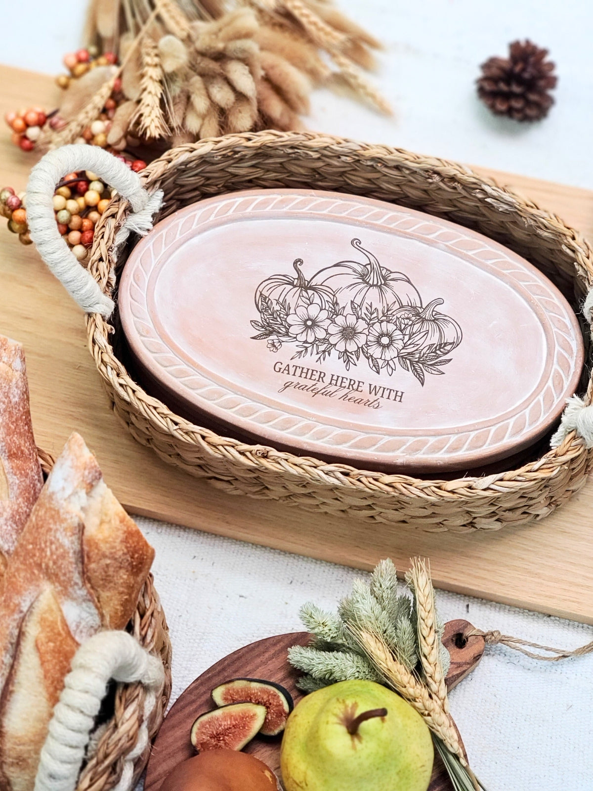Bread Warmer & Basket - Pumpkin Oval-2