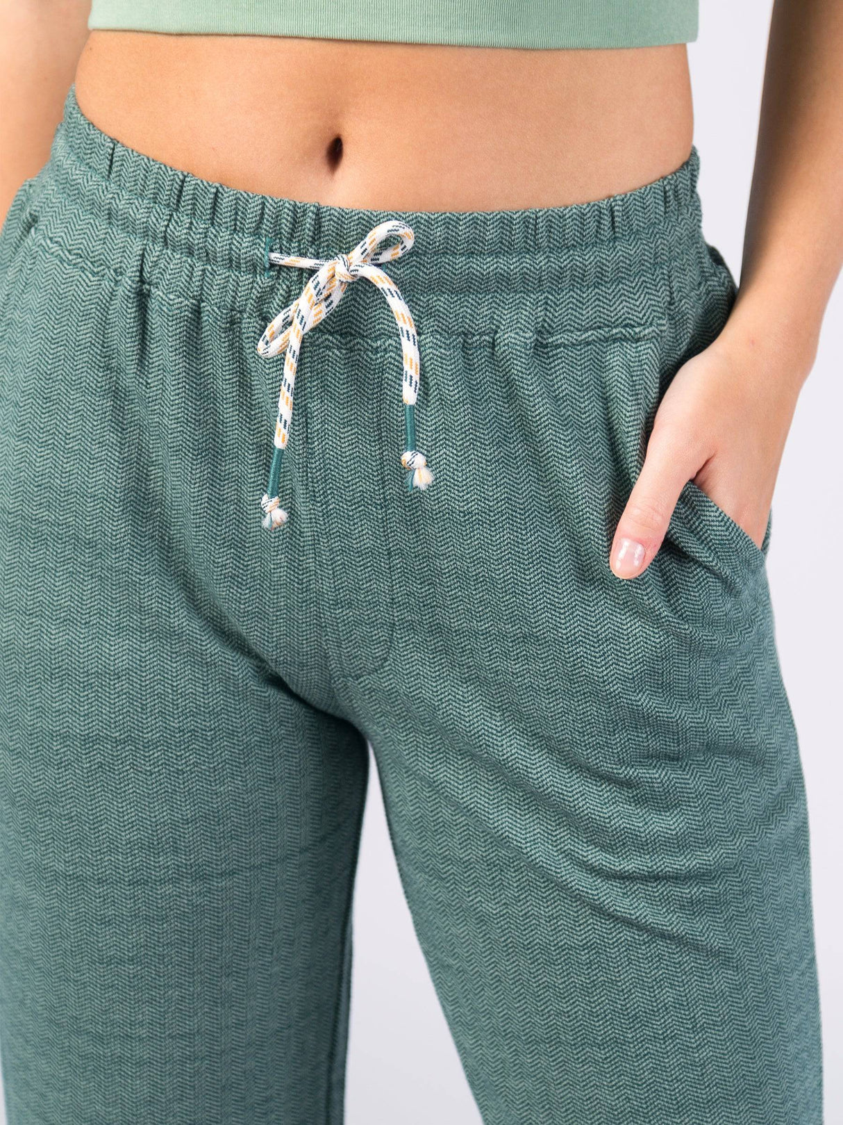 Wide Leg Stretch Pants | Calathea Green - Sumiye Co
