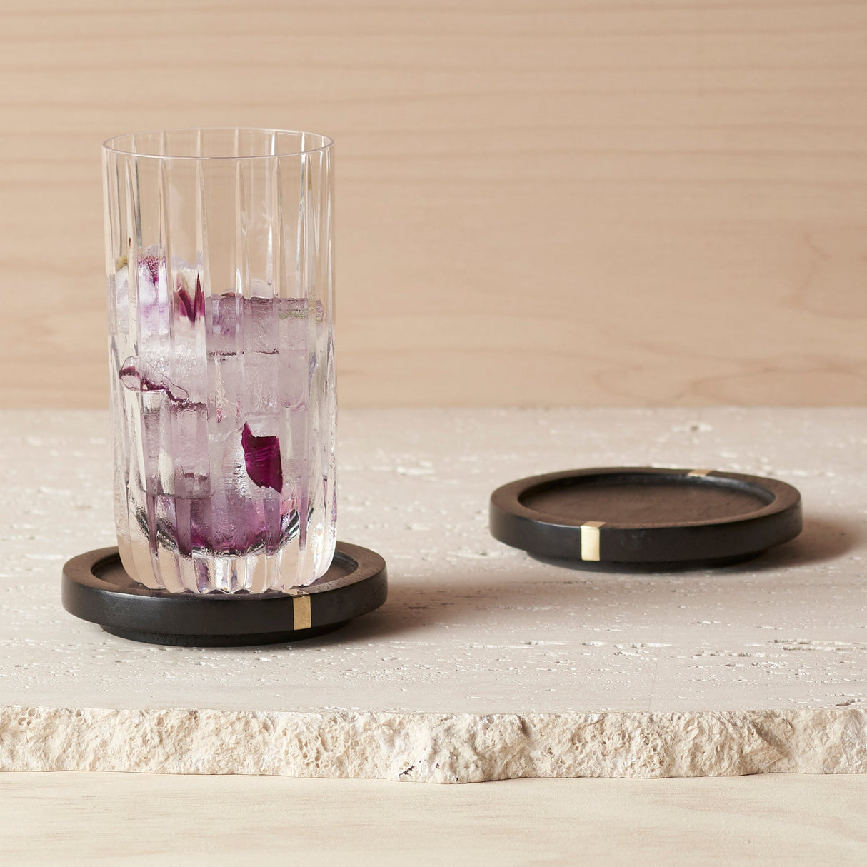 Mango Wood & Brass Coasters Set of 4 - Sumiye Co