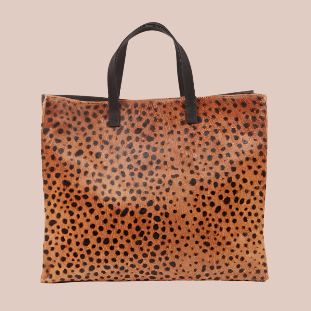 Tote-Leopard Genuine Calf Hair - Sumiye Co