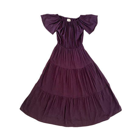 Regina Off-the-shoulder Midi Dress in Eggplant - Sumiye Co