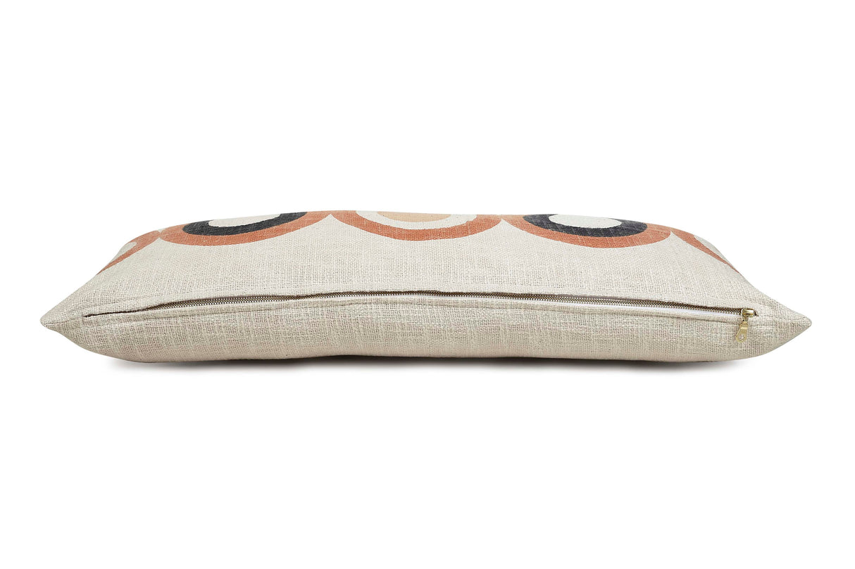 Aakar Circle Block Printed Lumbar Throw Pillow - 12x30 inch - Sumiye Co