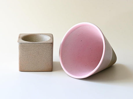 Pink Coffee Mug with Base - 6.8 oz/200ml - Sumiye Co