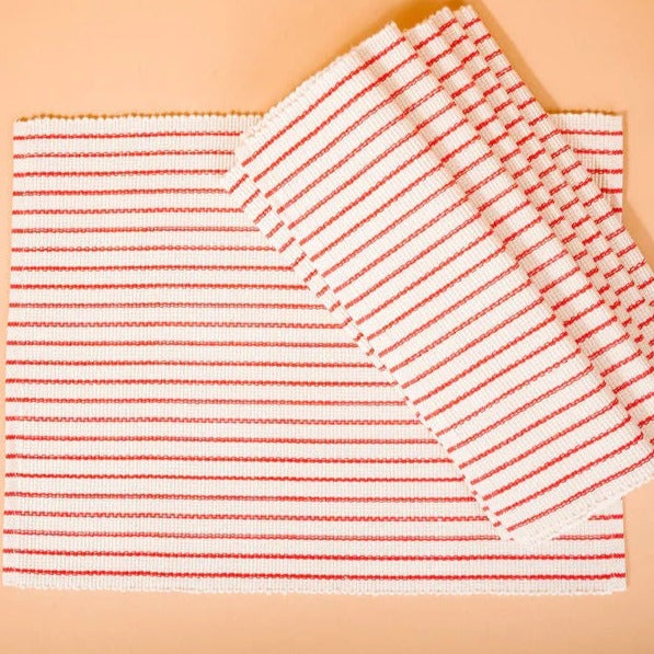 Red Rangi Placemats (Set of 4) 100% Organic Cotton | Handmade in Kenya - Sumiye Co
