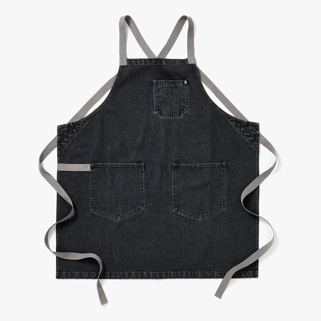 The Crossback Apron - Oyster Grey Denim - Sumiye Co