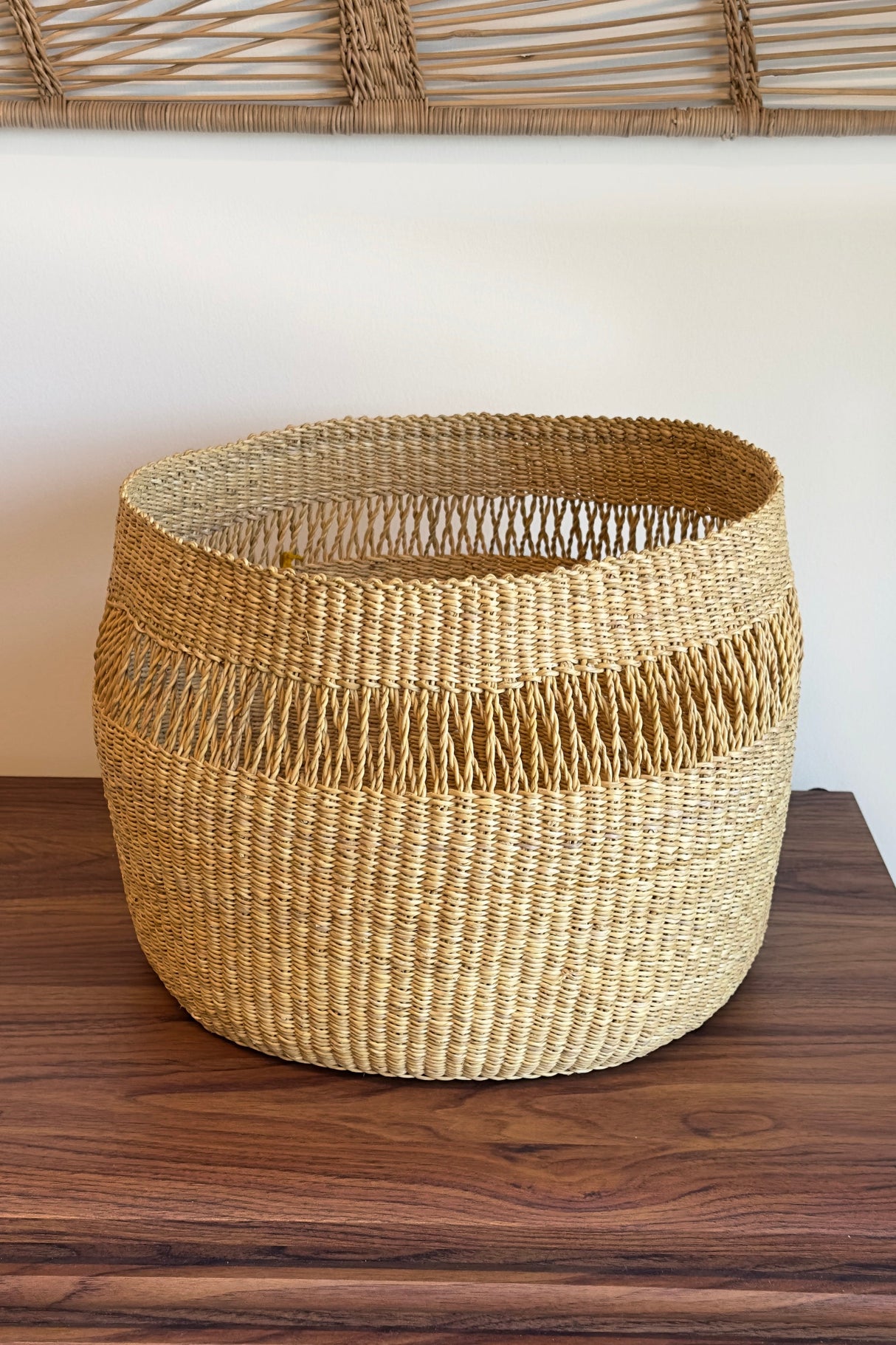 Mixed Weave Natural Planter Basket - Small