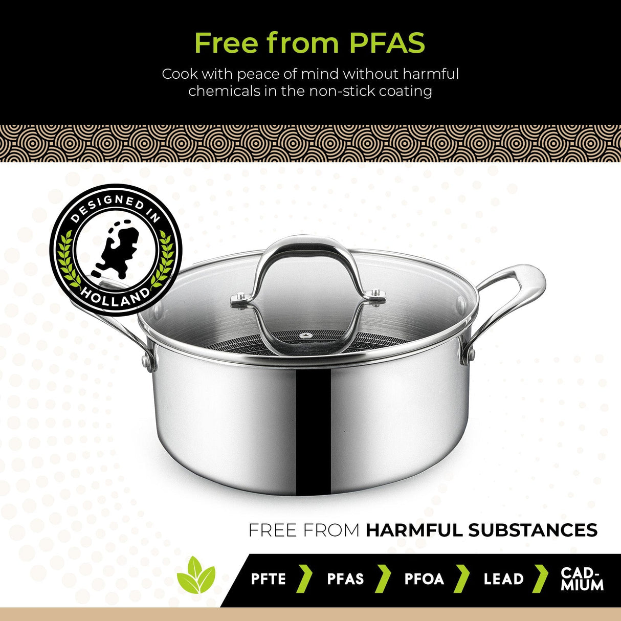 BE | LIVING CIRCLAD Series Casserole with Lid 5 qt / 8.5"/ 24 cm