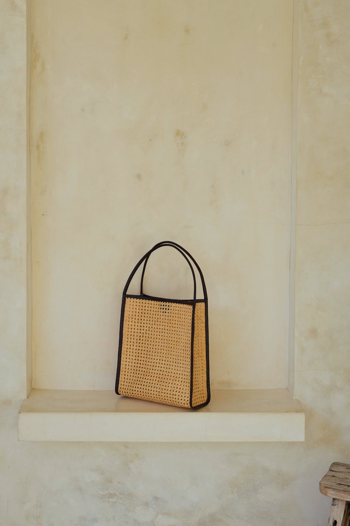 Viviana Oversized Cane and Leather Tote in Dark Brown - Sumiye Co