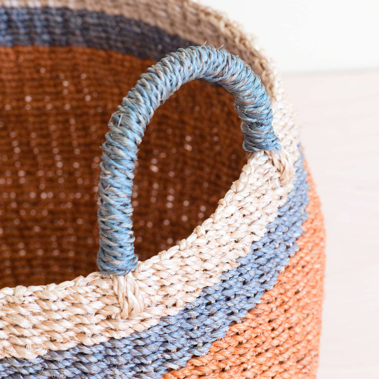 Coral Tabletop Catch-All with Handle - Handcrafted Baskets - Sumiye Co