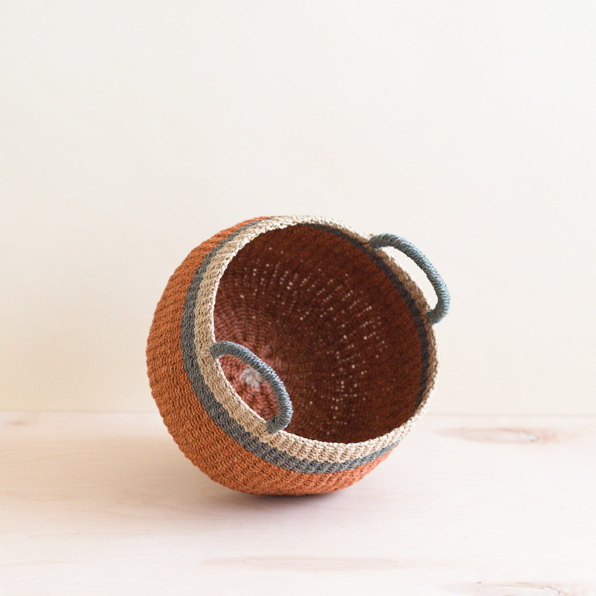 Coral Tabletop Catch-All with Handle - Handcrafted Baskets - Sumiye Co
