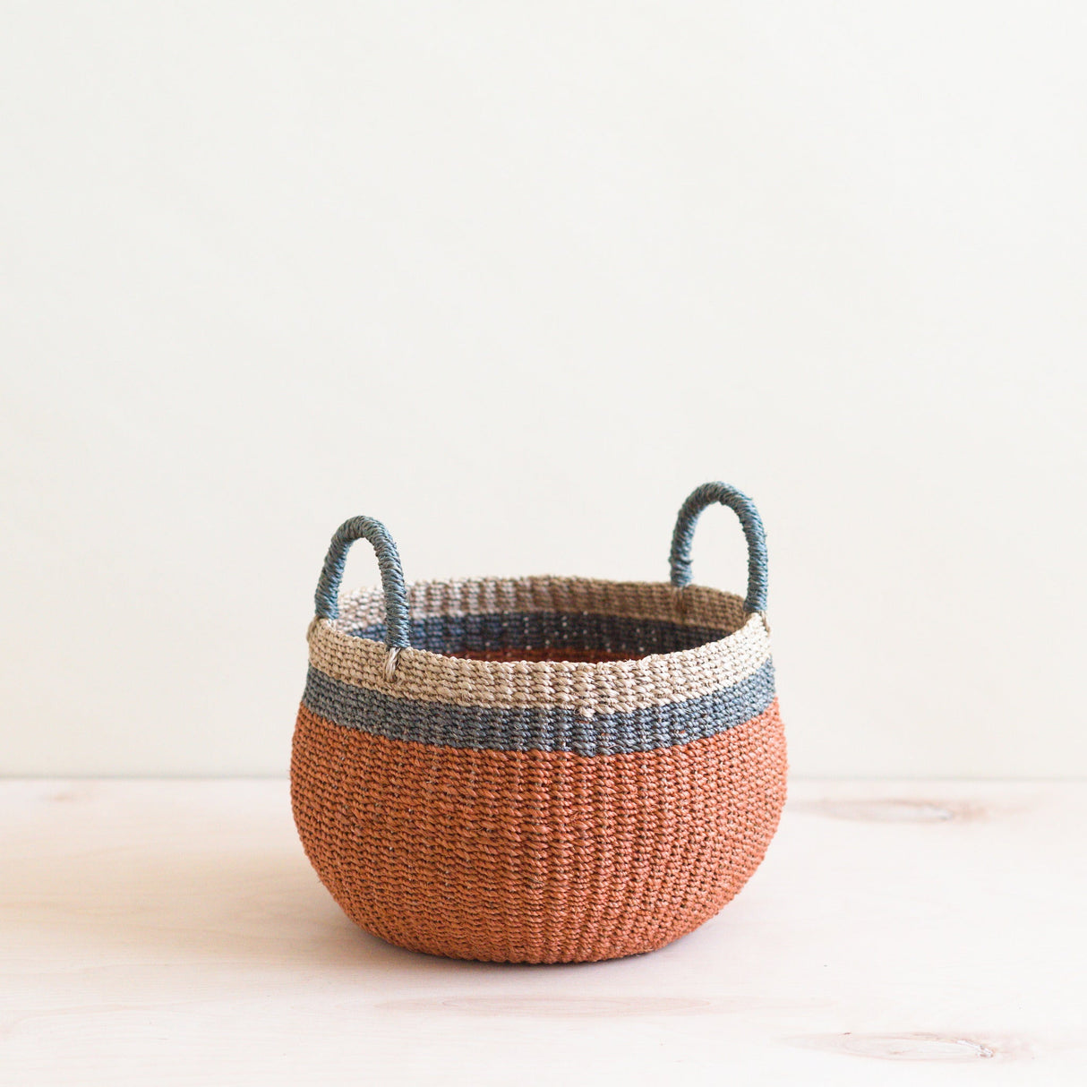 Coral Tabletop Catch-All with Handle - Handcrafted Baskets - Sumiye Co