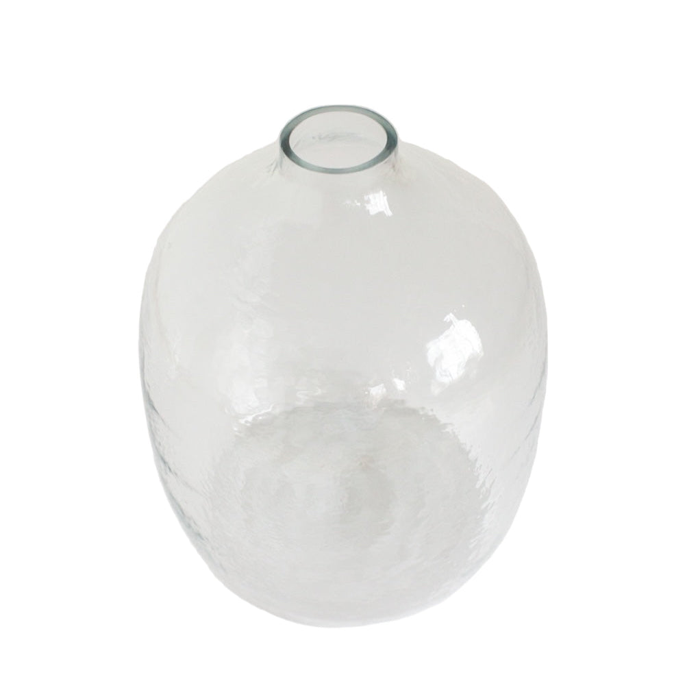 Hebron Hammered Glass Vase - Clear - Sumiye Co