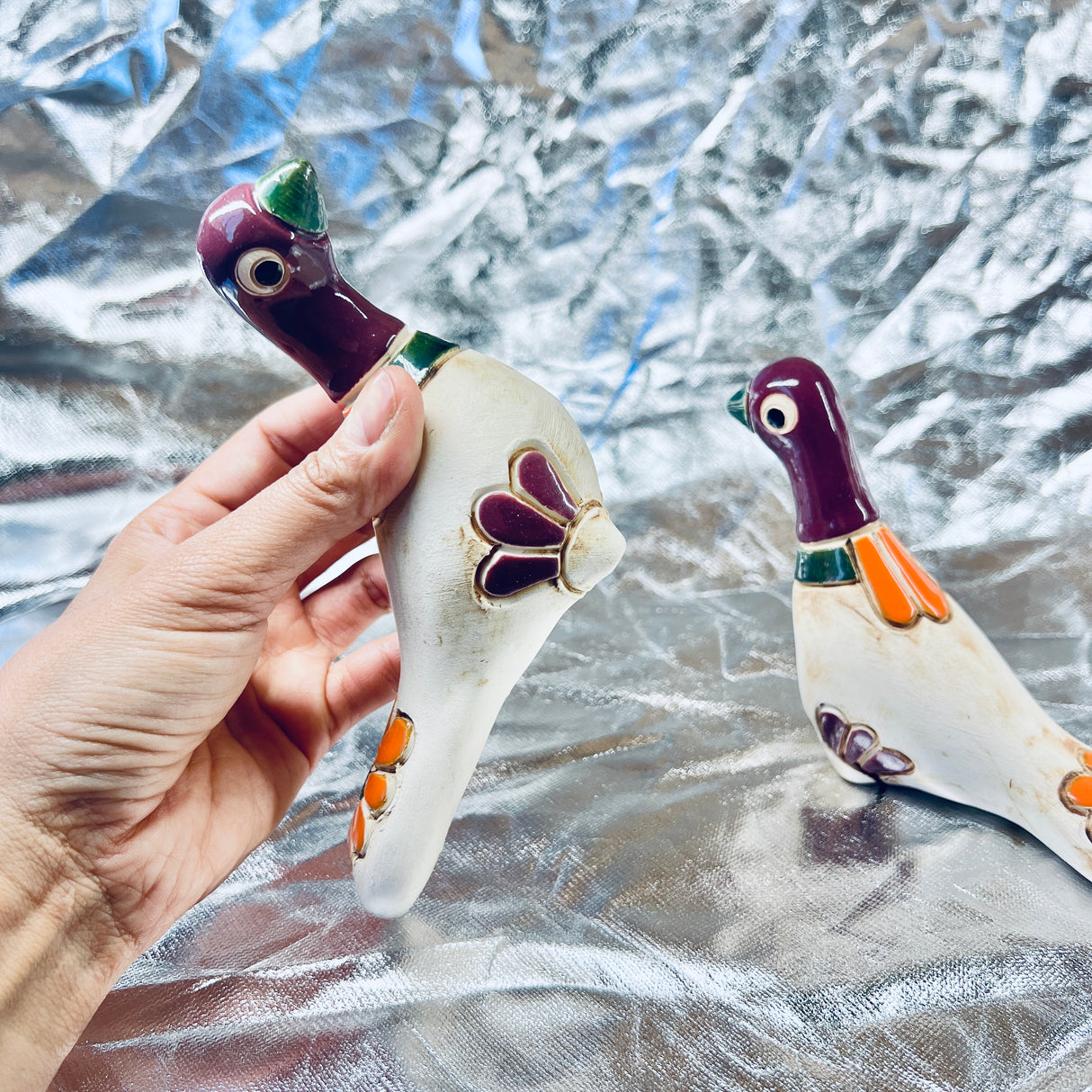 Ceramic Birds Set – Handmade Folk Art Sculpture from Colombia