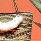 Straw Tote Bag - Hand Bag with White Roman Tassels