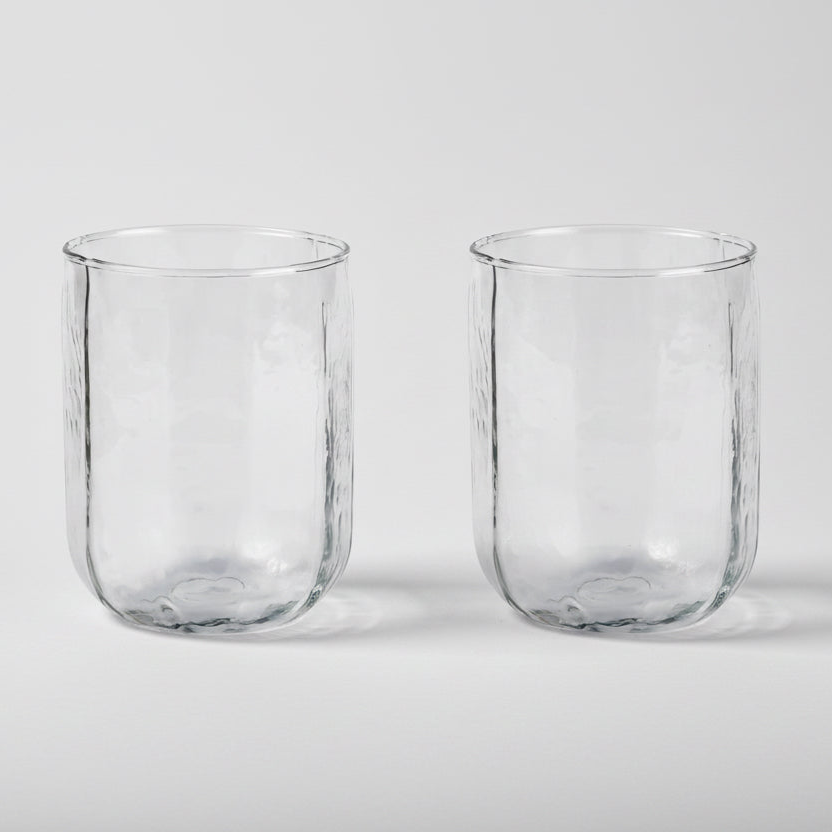 Hammered Water Glass , Natural - Set of 4 - Sumiye Co