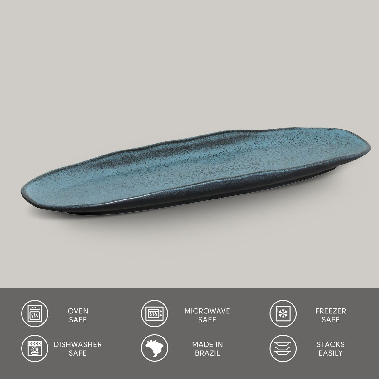 Shallow Organic Oval Platter Large Set of 4