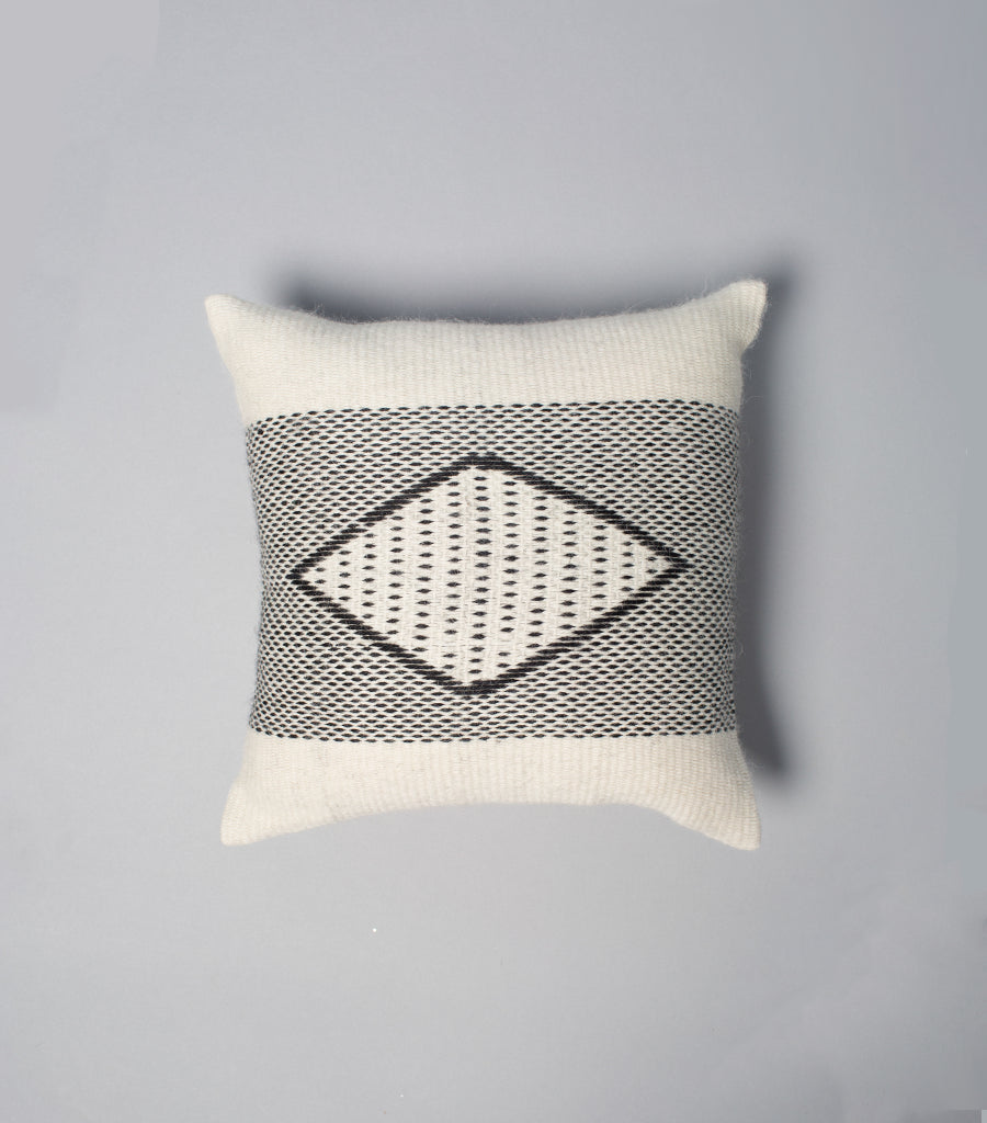 Diamante Square Textile Small Pillow in Ivory - Sumiye Co