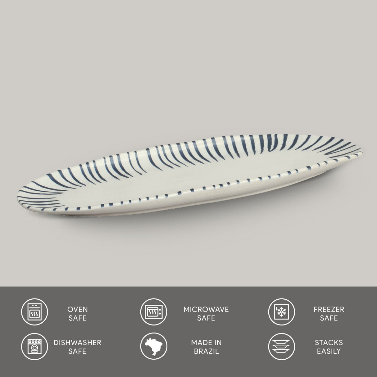 Shallow Organic Oval Platter Large Set of 4