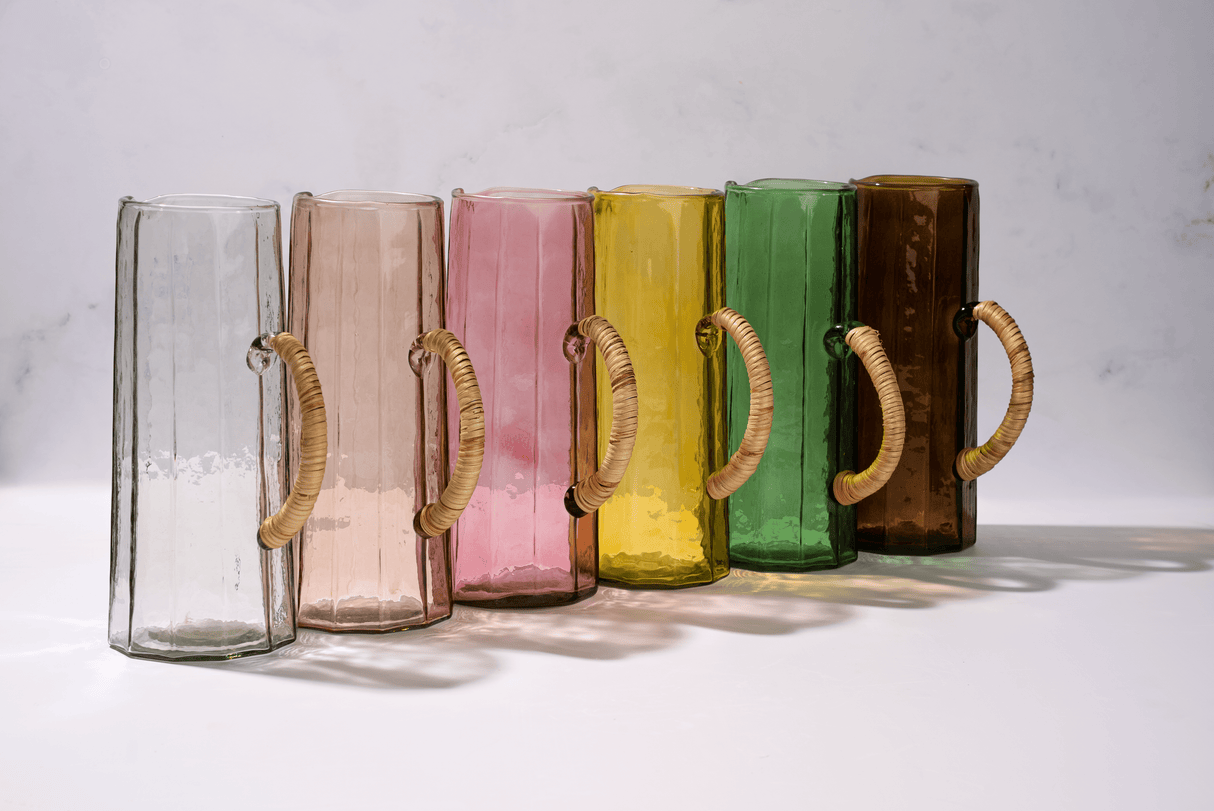 Hammered water pitcher, Brown- 6.25 x 9.5 Inches ( Set of 2 ) - Sumiye Co