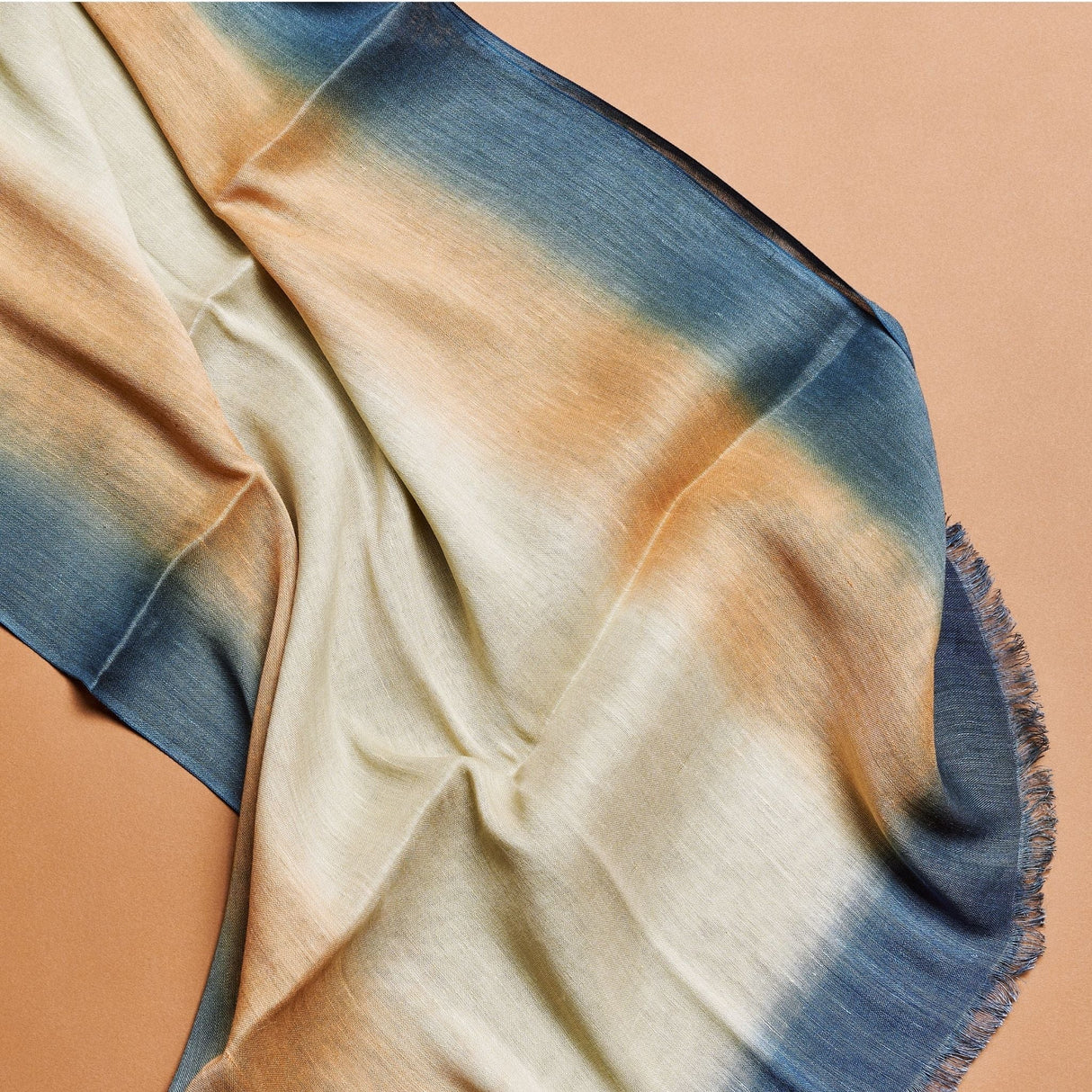 Oceana Beige Soft Linen Silk Handloom Scarf - Sumiye Co
