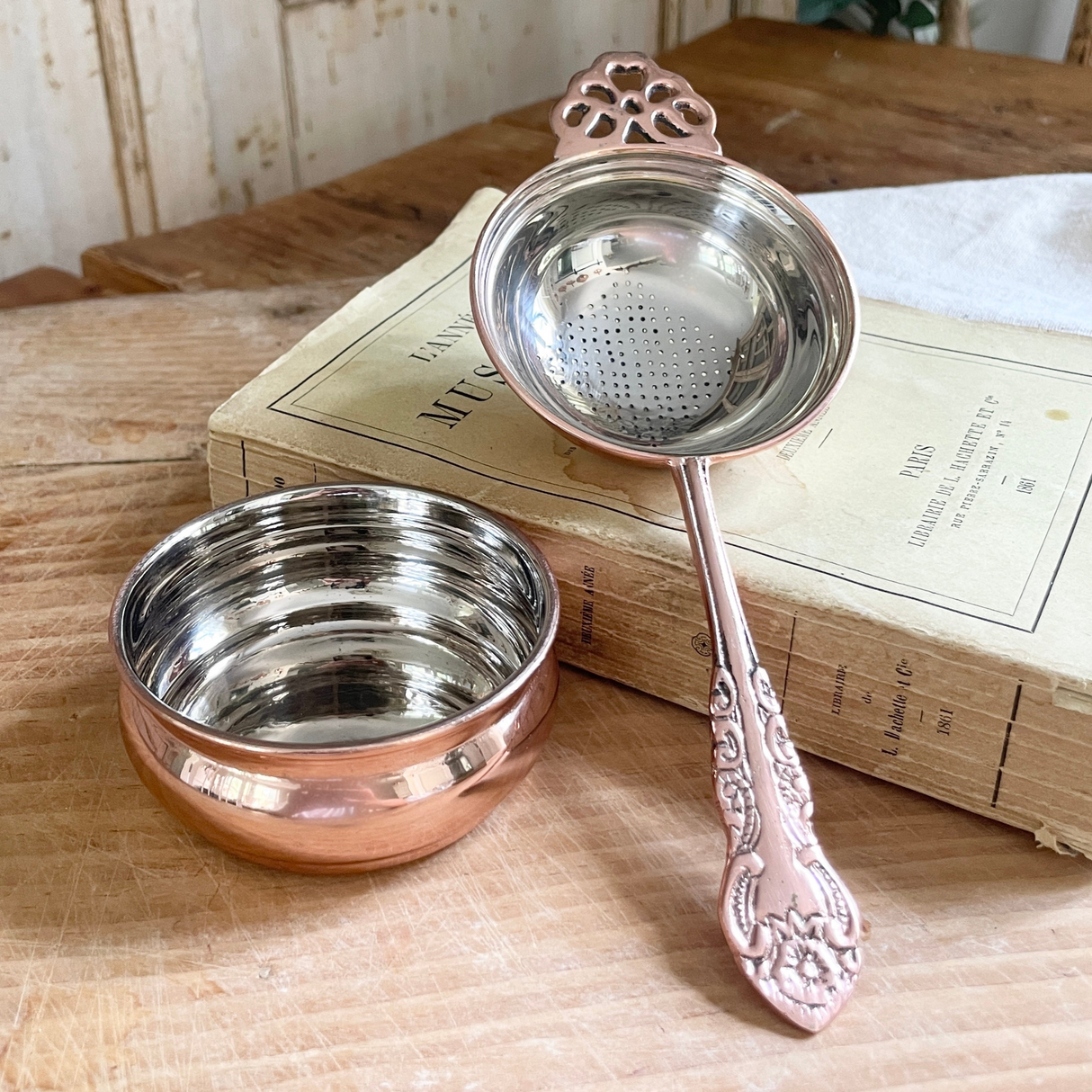 Copper Tea Strainer | Vintage Inspired French - Sumiye Co