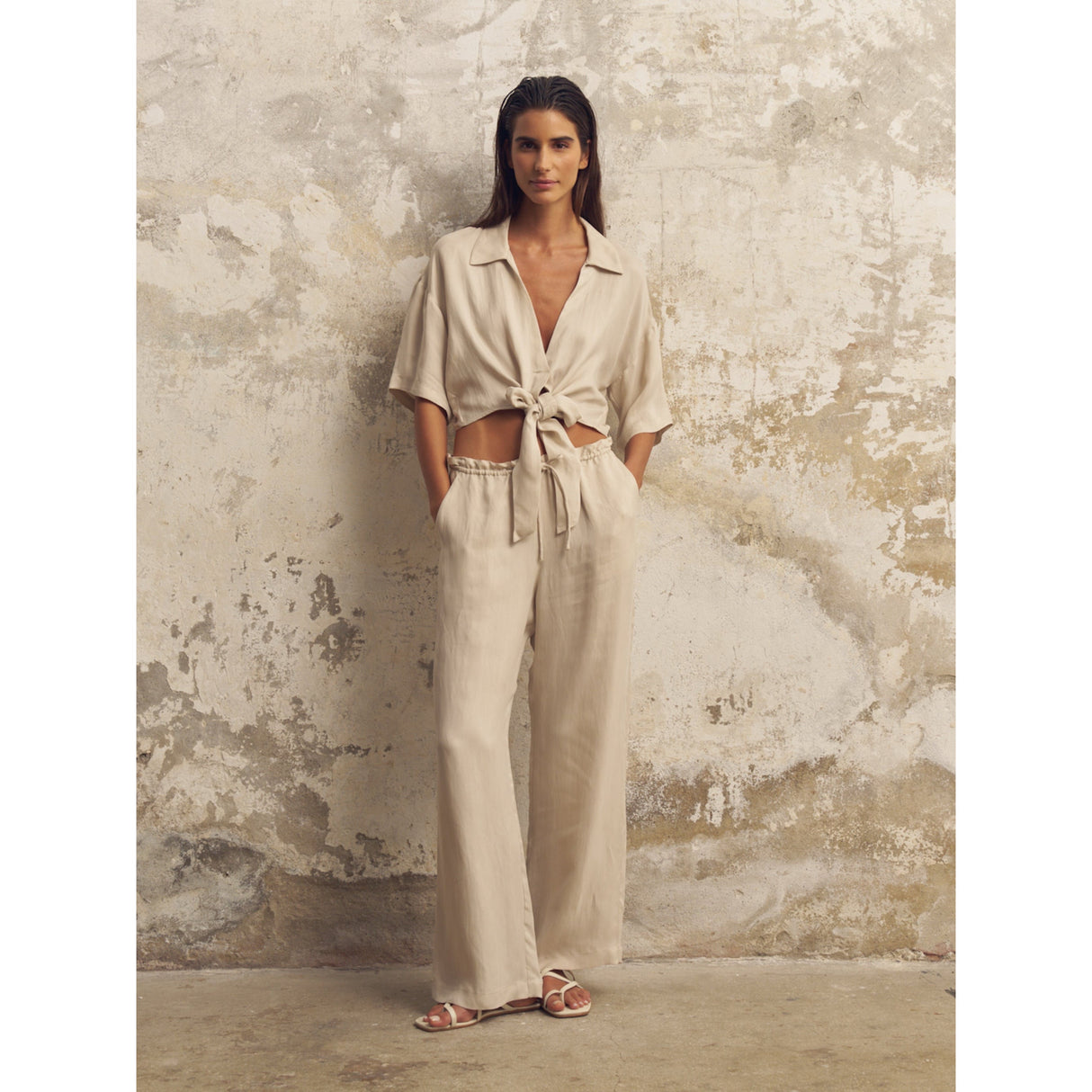 Lucid Flow Tie Pants - Sand - Sumiye Co