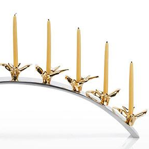 Dove Menorah Gold Plate Silver