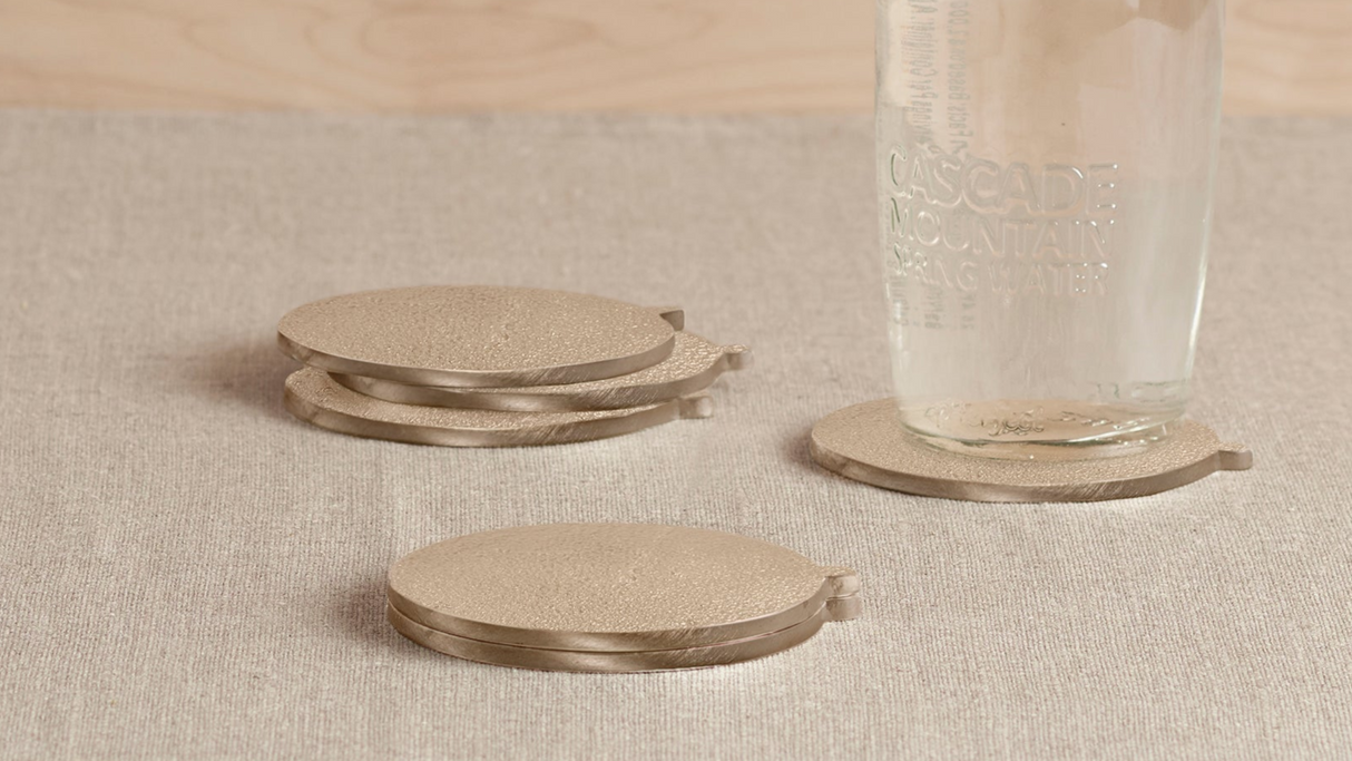 Antique Brass Coasters Set of 6 - Sumiye Co