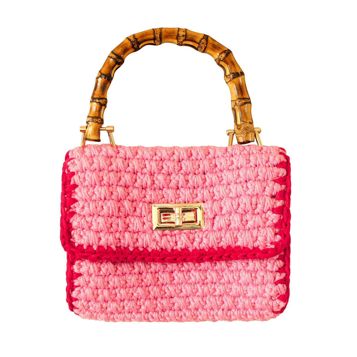 AIRMAIL Mini Crochet Handbag In Pink & Red - Sumiye Co