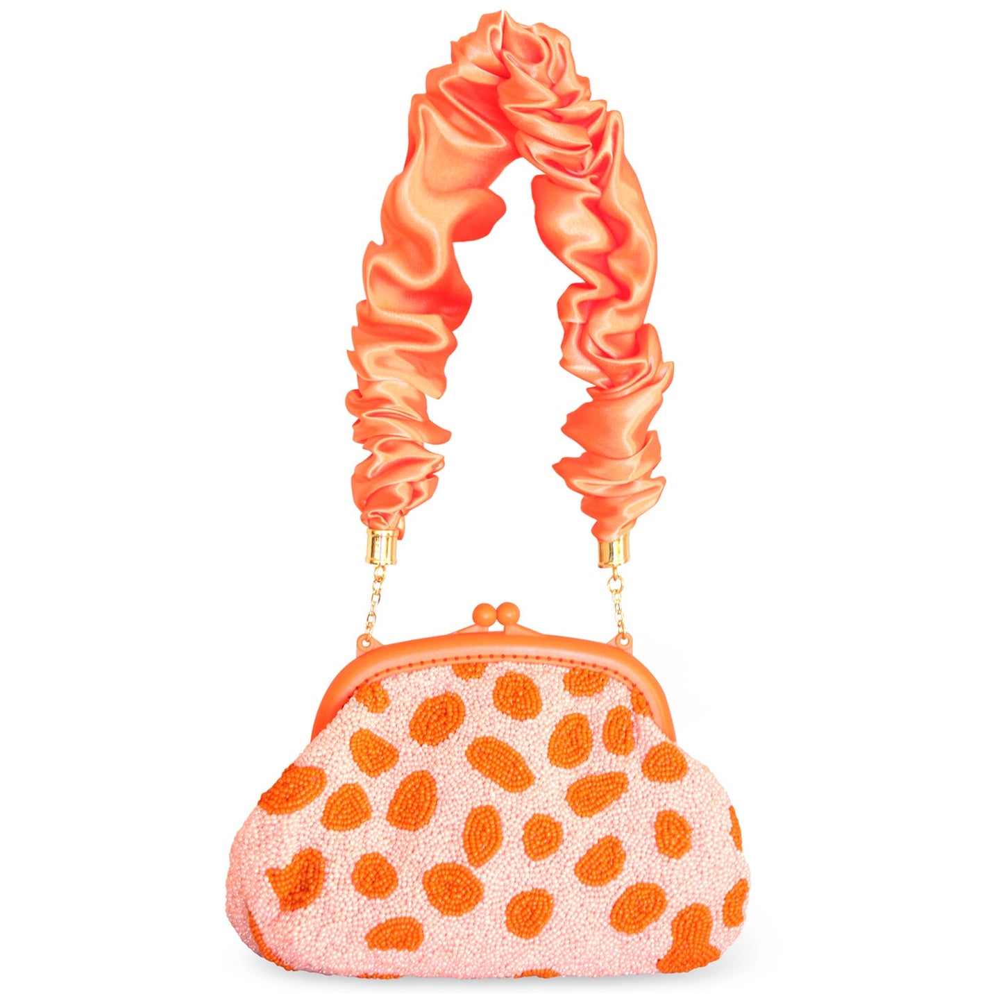 Hand-beaded Clutch Bag In Orange & Peach