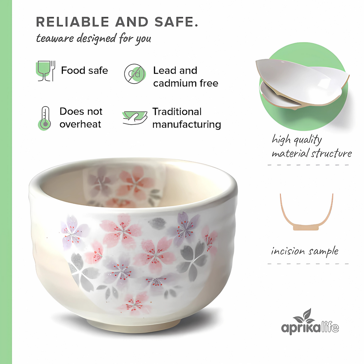 Experience the elegance of our Kohiki Pink Sakura Ceramic Matcha Bowl, crafted with tradition and care. Food safe and lead-free, it pairs perfectly with your bamboo matcha whisk for a traditional tea ceremony. Adorned with the Aprika Life logo, it embodies true craftsmanship.