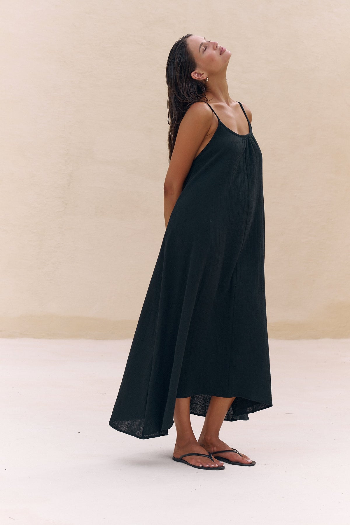 Aura Low Back Maxi Dress - Black