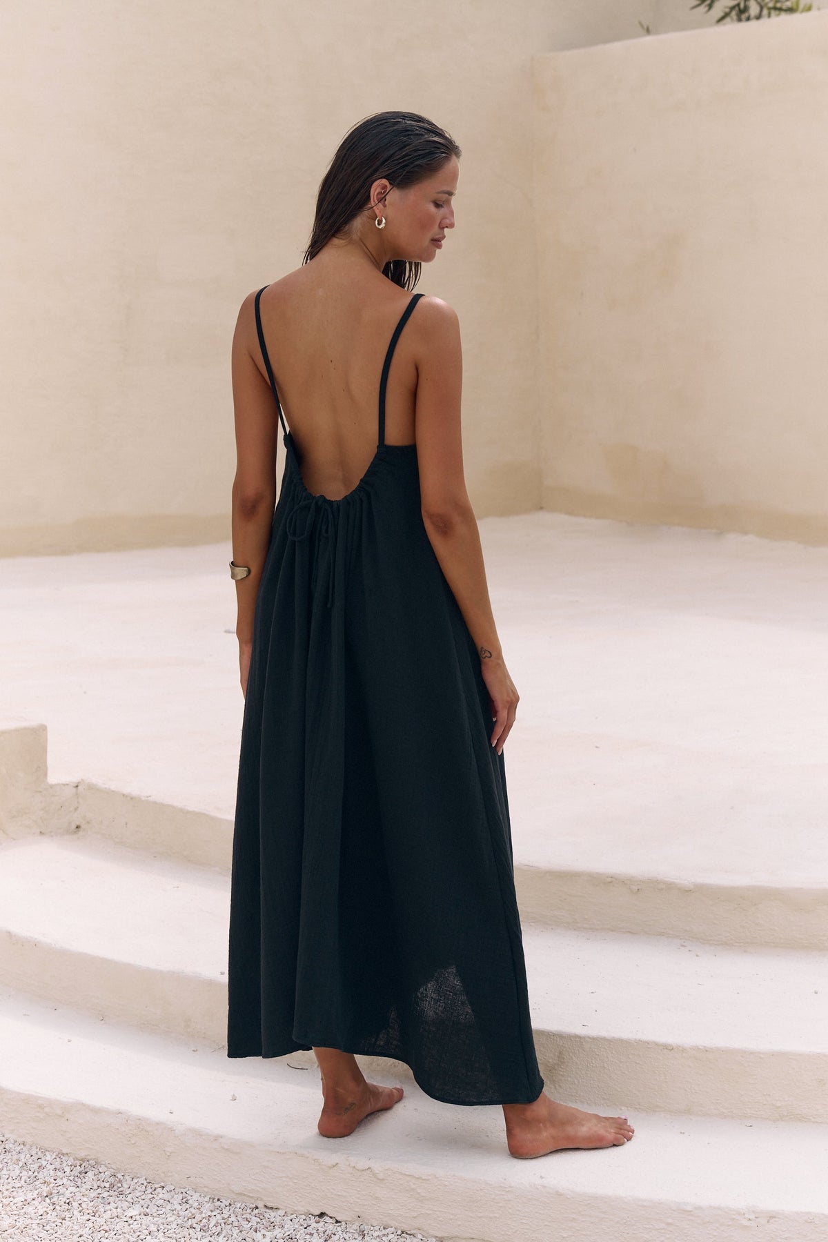 Aura Low Back Maxi Dress - Black