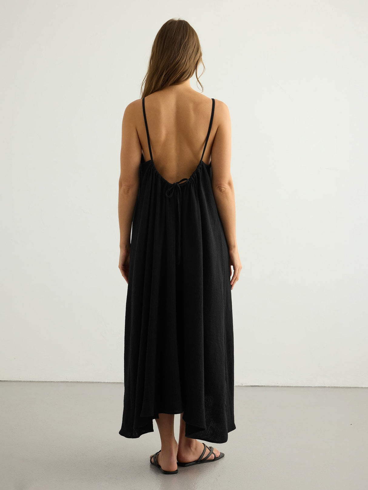 Aura Low Back Maxi Dress - Black - Sumiye Co